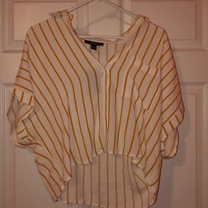 cream and white striped button down